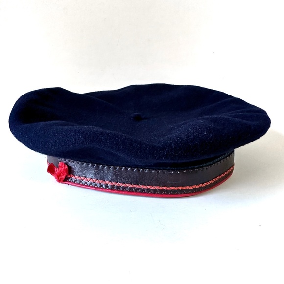 Vintage Polo Ralph Lauren "MARINE" Navy Blue Beret Wool Classic, Made in France - Picture 1 of 5